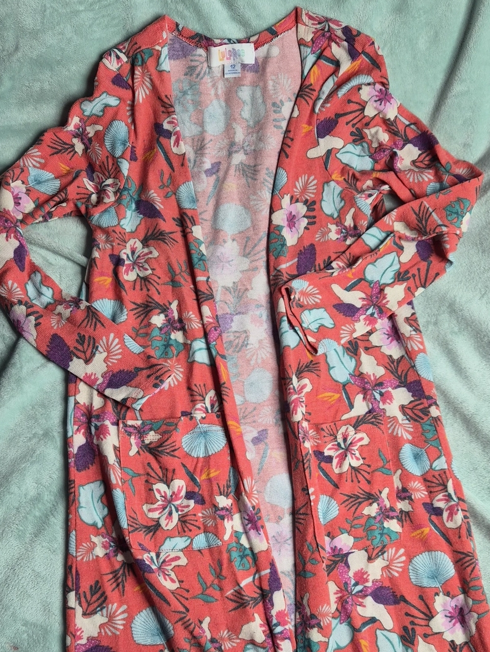 LuLaRoe Kids Sariash Coral Floral Stretchy Size 12